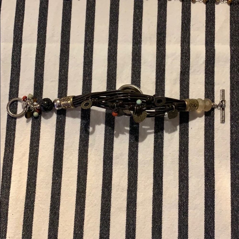 Silpada leather bracelet with sterling detail